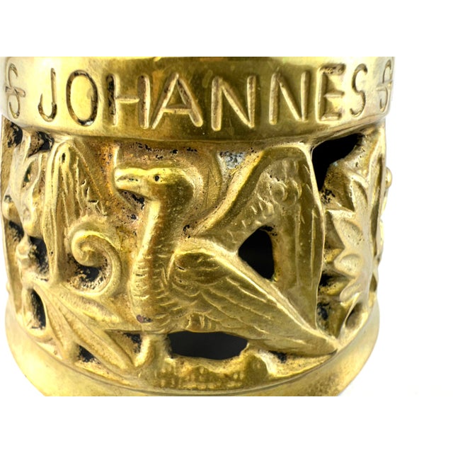 Rich in symbolism and historic allure, this vintage Italian brass bell showcases detailed openwork relief featuring the...