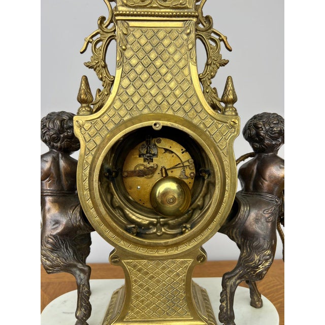 Louis XV Brass Marble Garniture Set with Candelabras, Set of 3 For Sale - Image 17 of 18