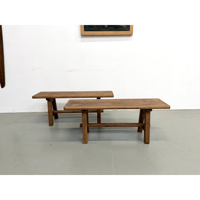 Small Oak Benches, 1950s, Set of 2 For Sale - Image 13 of 13
