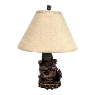 Late 19th Century Late Qing Dynasty Carved Amethyst & Quartz Vessel Lamp For Sale