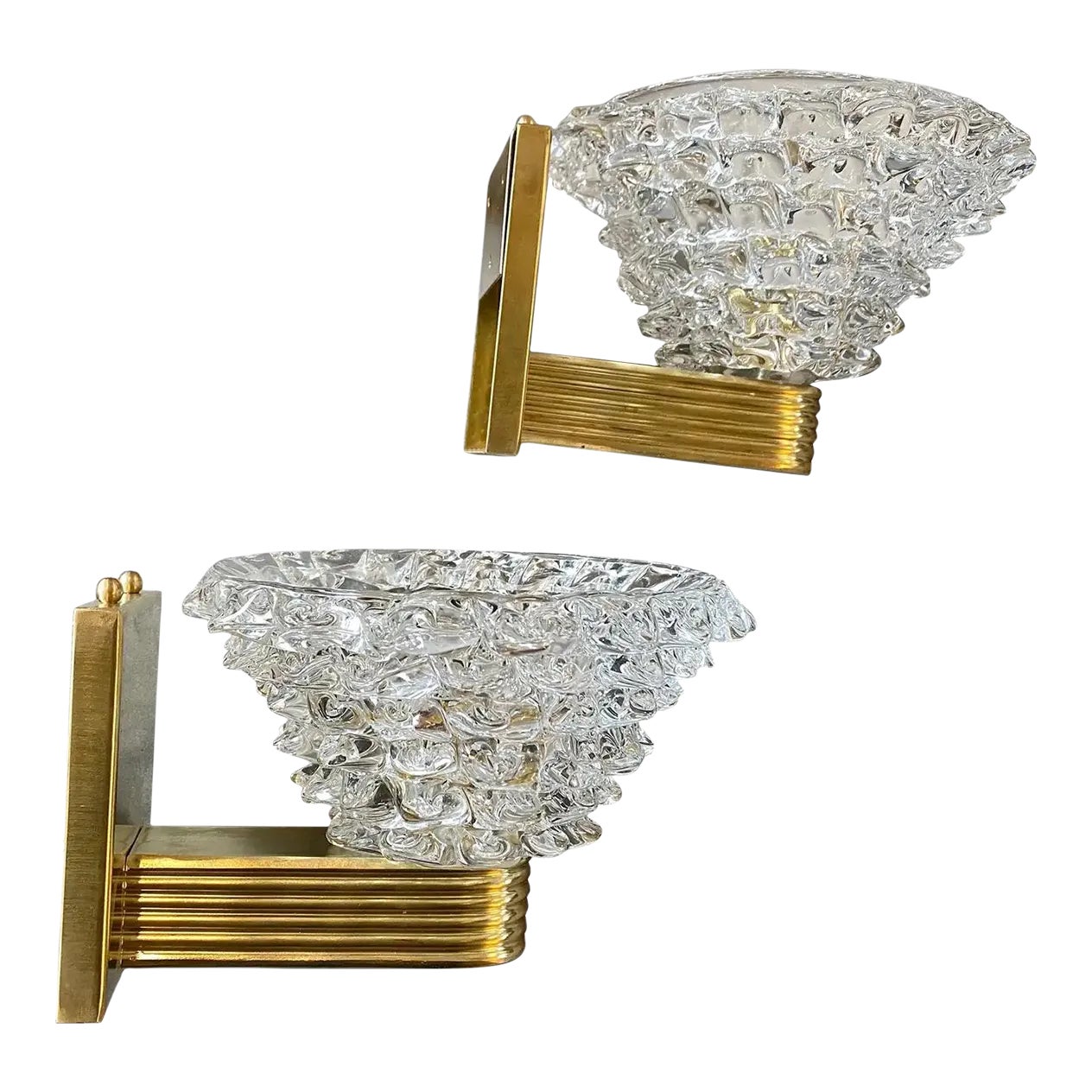 1980s Two Barovier Style Mid-Century Modern Rostrato Murano Glass Wall ...