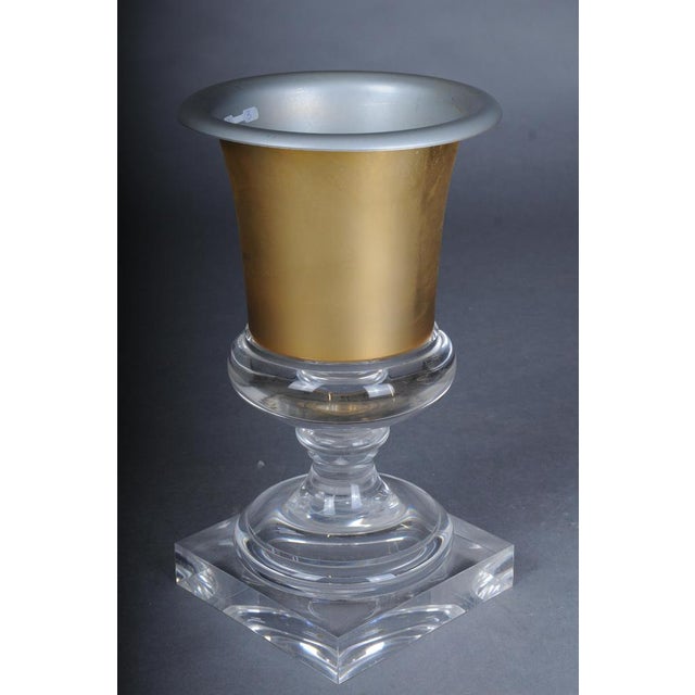 Gold Hollywood Regency Style Acrylic Gold Goblet Vase For Sale - Image 8 of 11