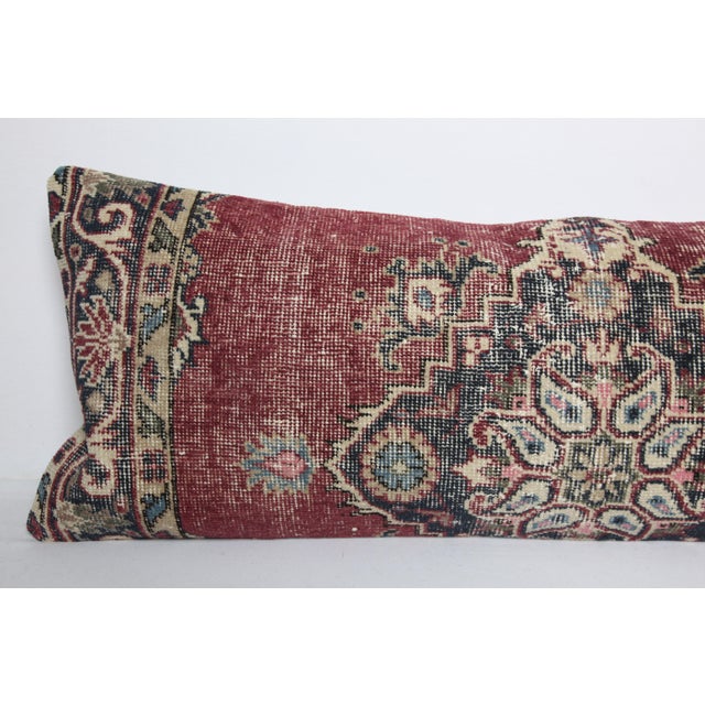 Authentic Handwoven Vintage Lumbar Rug Pillow Cover -16'' X 44'' For Sale - Image 4 of 11