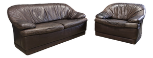 Vintage Leather Sofas, 1970s, Set of 2