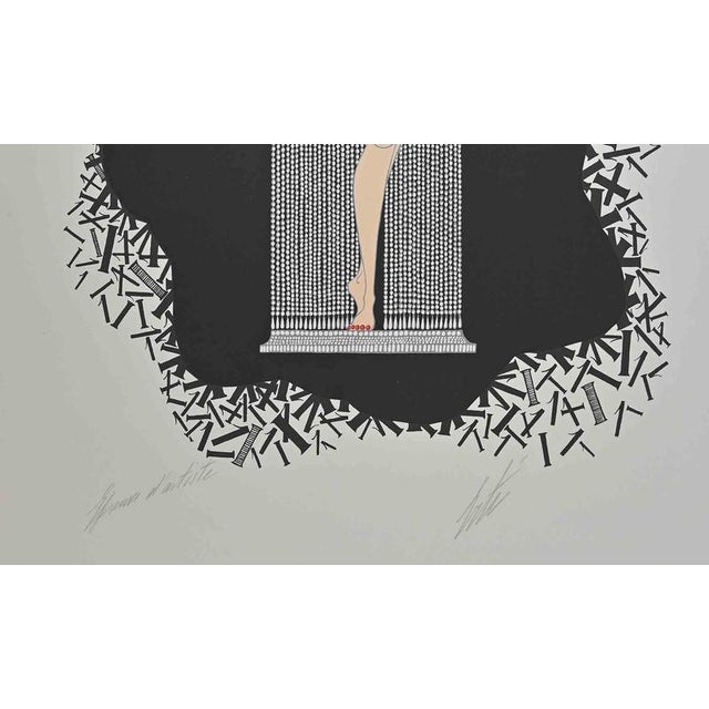 Le 1 is a contemporary modern artwork realized in 1968 by erté (romain de tirtoff). Mixed colored lithograph on paper. The...