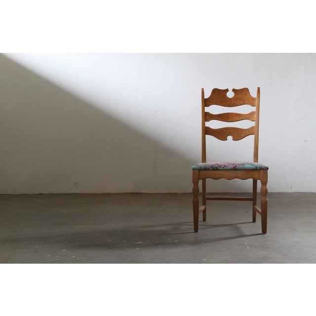 Vintage Danish Highback Razorblade Chairs in Light Oak by Kjærnulf, 1960s, Set of 6 For Sale - Image 4 of 18