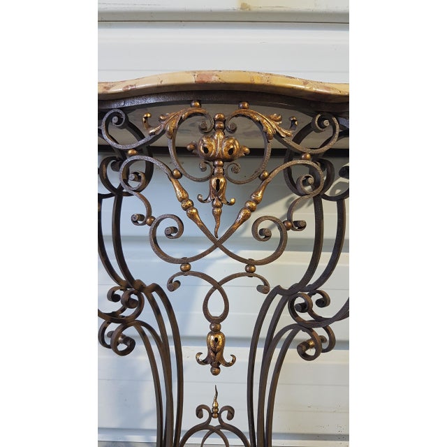 Brown Louis XV Console Table in Wrought Iron For Sale - Image 8 of 14