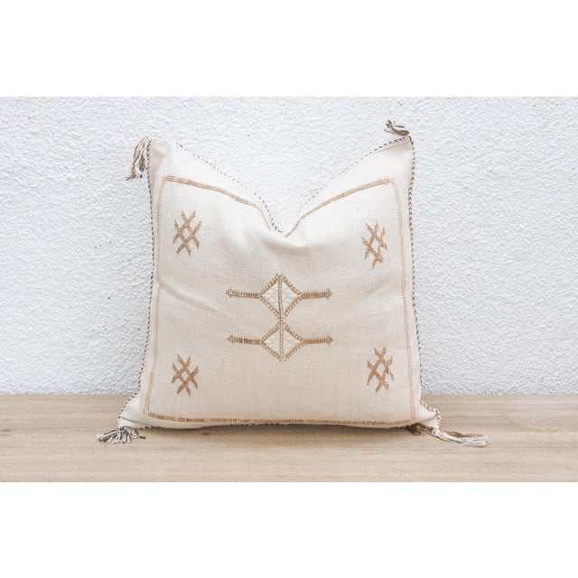 Tribal Desert Pearl Silk Rug Pillow For Sale - Image 3 of 8