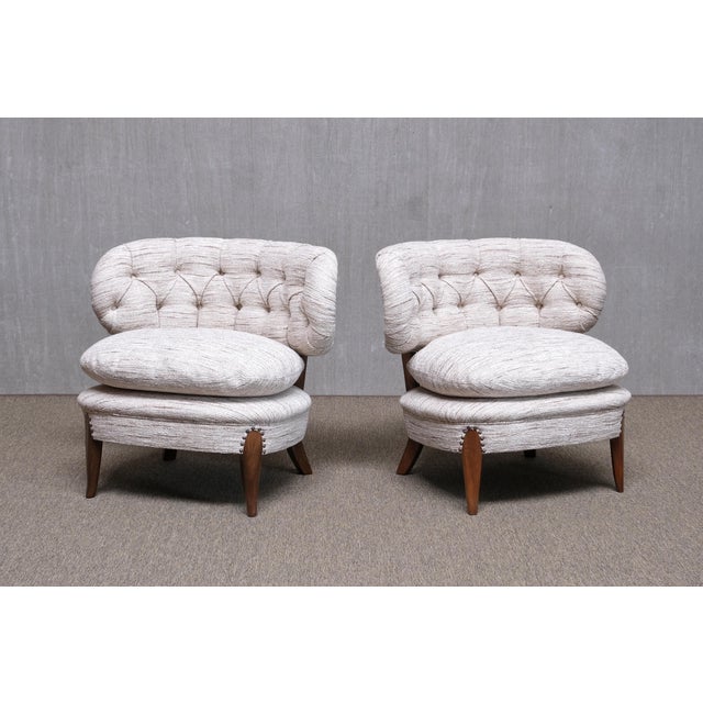 This rare pair of lounge/easy chairs was designed by Otto Schulz and produced by Jio Möbler in Jönköping, Sweden in the...