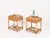 Delightful pair of Mid-Century nightstands in bamboo and woven rattan wicker, completed by solid brass knobs. These lovely...