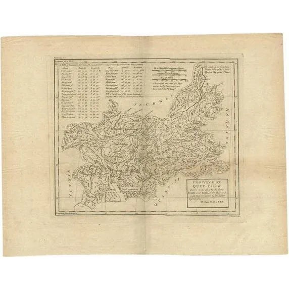 Mid 18th Century Antique Map of the Province of Quey-Chew by Du Halde, 1738 For Sale - Image 5 of 5