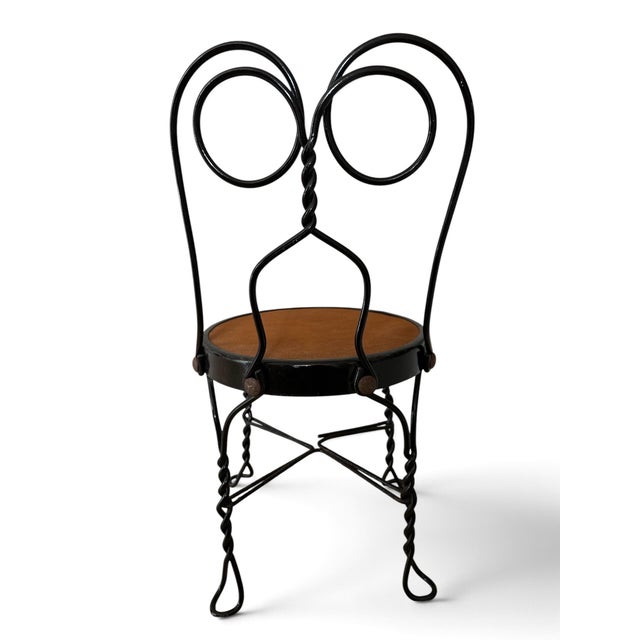 Antique Restored Early 20th C. Child's Twisted Wrought Iron Ice Cream Parlor Chair For Sale - Image 4 of 13