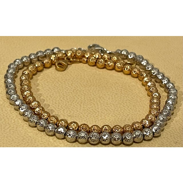 Pair of 18 Karat White Gold/ Rose Gold Ball Bracelets, 8.2 Gm For Sale - Image 17 of 18