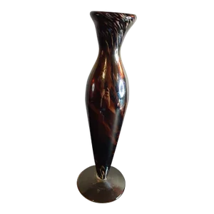 1980s Aurora Art Glass Fluted Pedestal Vase