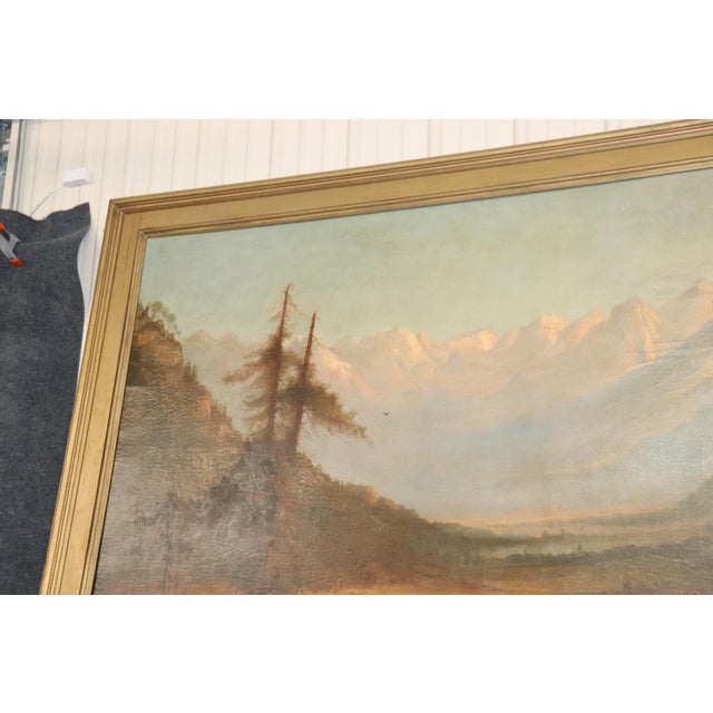 Gold Monumental Signed Henry Arthur Elkins Oil Painting of Colorado Mountain River For Sale - Image 8 of 13