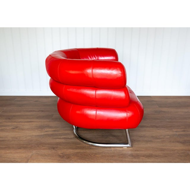 Vintage Red Leather Lounge Chair by Eileen Gray, 1980s For Sale - Image 6 of 18