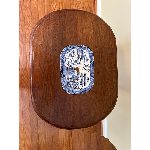 American Vintage Side Table With Ceramic Inlay For Sale - Image 3 of 6