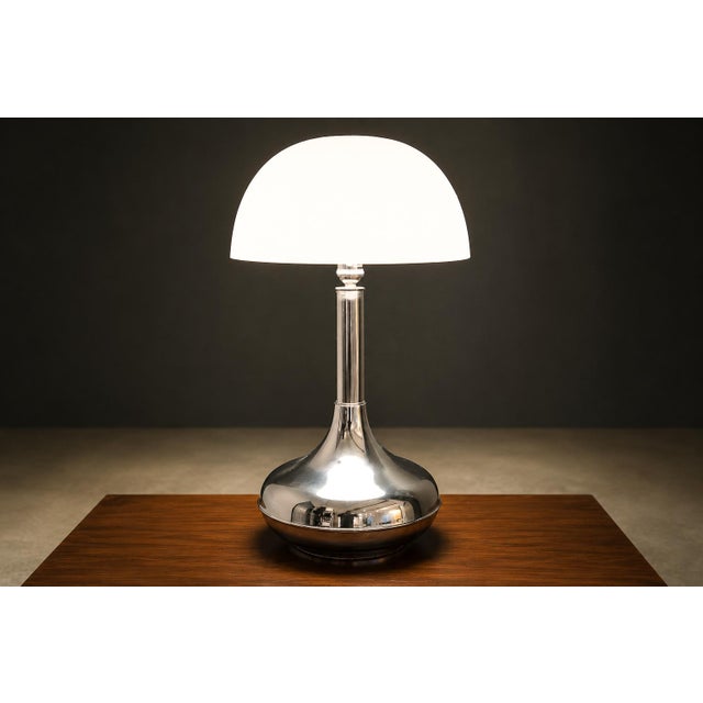 Modern 1960s Rewired Brazilian Modern Table Lamp in Chrome Metal and Acrylic Shade For Sale - Image 3 of 15