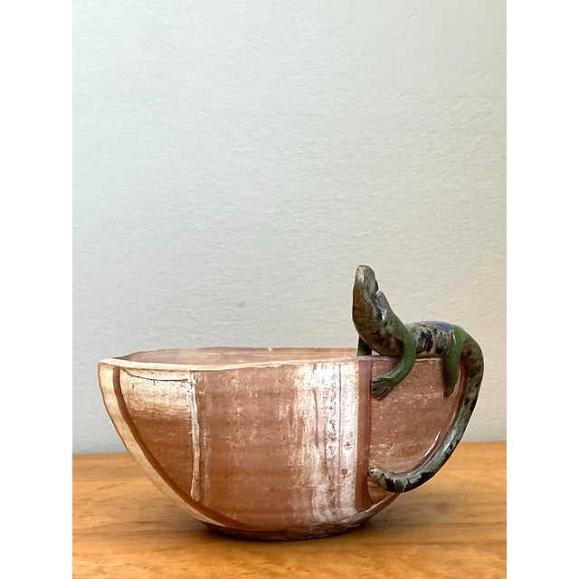 Vintage Glazed Terracotta Lizard Planter For Sale - Image 11 of 12