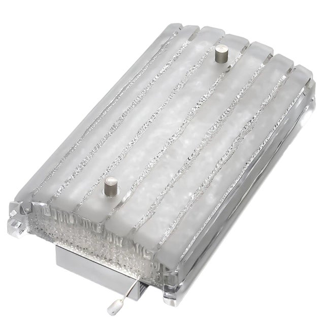 German Structured Glass and Aluminum Wall Light Lamp by Hoffmeister, 1970s For Sale