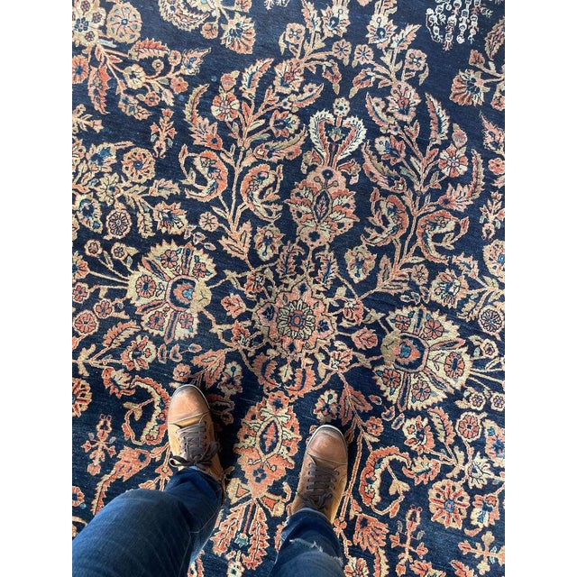 Persian 1920s ROYAL MOHAJERAN SAROUK with Peacocks, Butterflies, Cacoons, & Zoroastrian Flames Rug 9 x 15.1 For Sale - Image 3 of 15