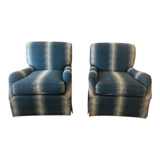 Modern Peter Dunham Ikat Fabric A. Rudin Chairs - A Pair For Sale