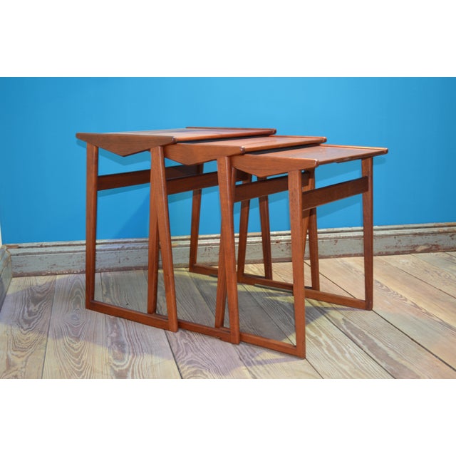 Danish Teak Nesting Tables, 1960s, Set of 3 For Sale - Image 9 of 9