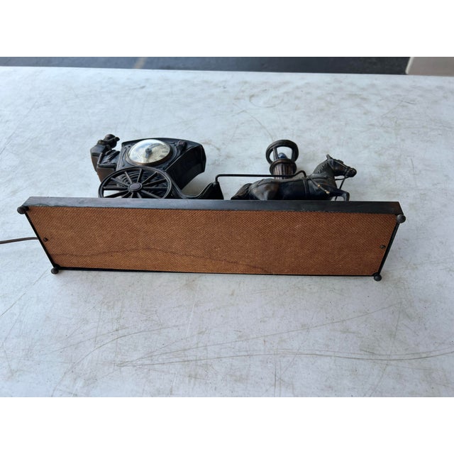 Vintage United Metal Goods Horse Carriage Clock & Lamp For Sale - Image 9 of 10