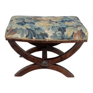 19th Century French Petit Point Stool For Sale