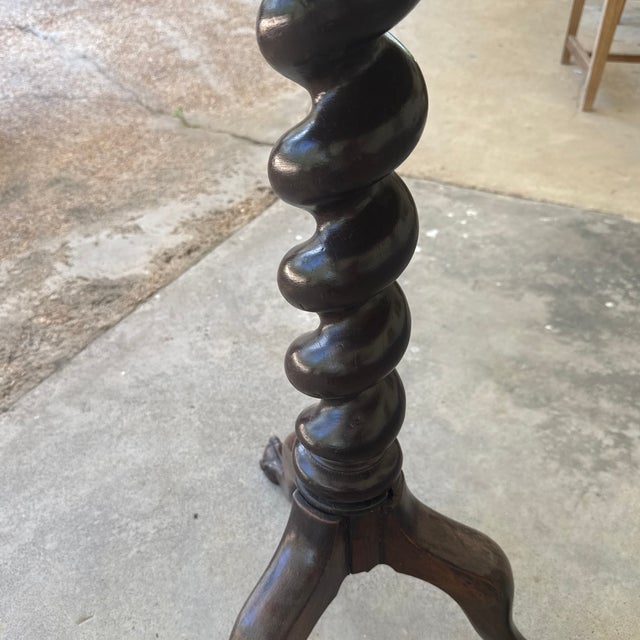 English English Carved Mahogany Chippendale Style Candle Stand, C. 1900, the Dished Circular Top on a Rope For Sale - Image 3 of 8