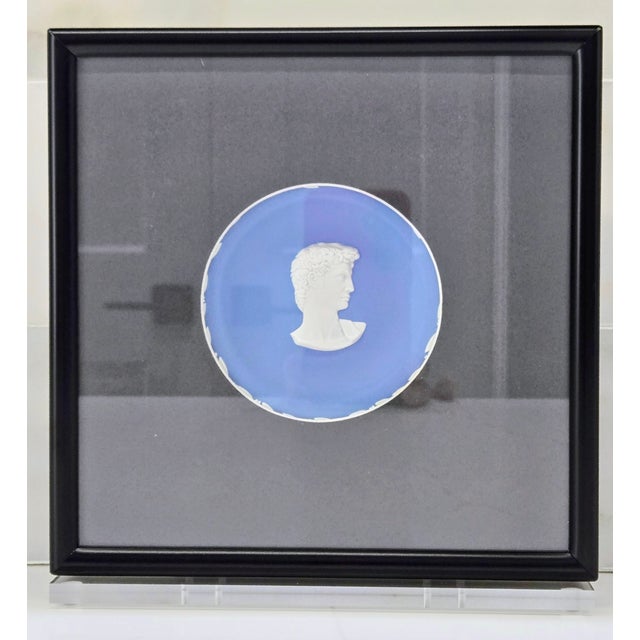 A vintage Wedgwood Collectors Society blue jasperware portrait plate, custom‑presented as wall‑ready art in a sleek 8 inch...