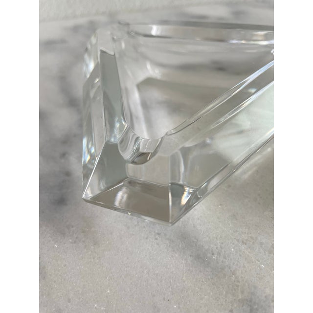 Val Saint-Lambert Vintage Val St Lambert Crystal Glass Ashtray Faceted Triangular Shape For Sale - Image 4 of 8
