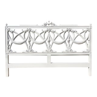 French King Size Carved Headboard For Sale