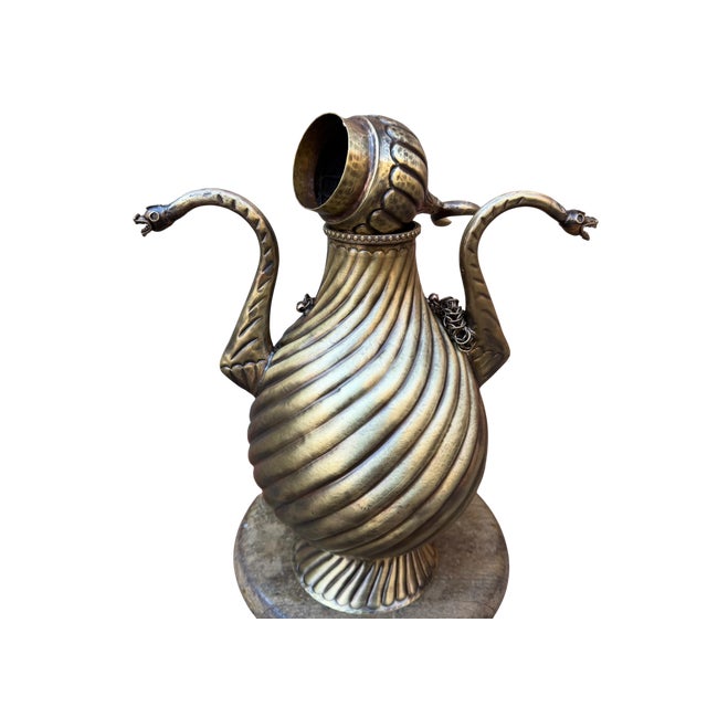 Heavy Gauge Fluted Brass Pitcher For Sale In Los Angeles - Image 6 of 16