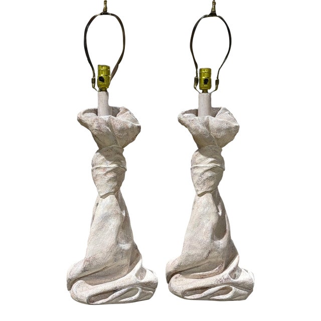 1970s Drapped Knotted Table Lamps After John Dickinson For Sale