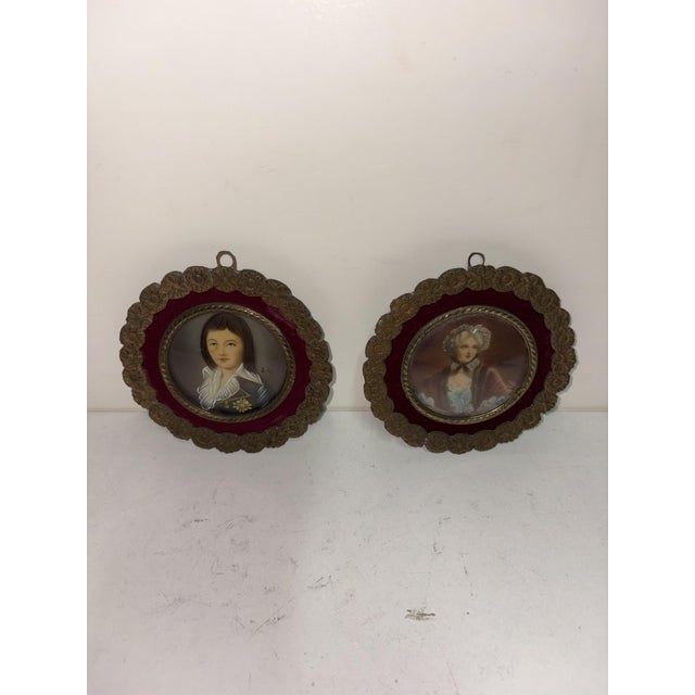 Unknown Artist, Miniature Portraits, 1950, Set of 2 For Sale - Image 9 of 12