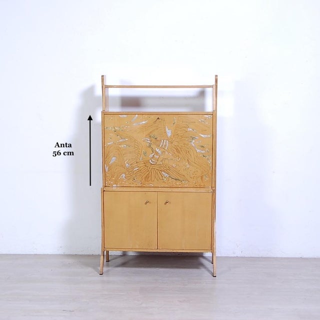 Mid-Century Modern Vintage Bookcase Cabinet with Flap, 1960s For Sale - Image 3 of 18