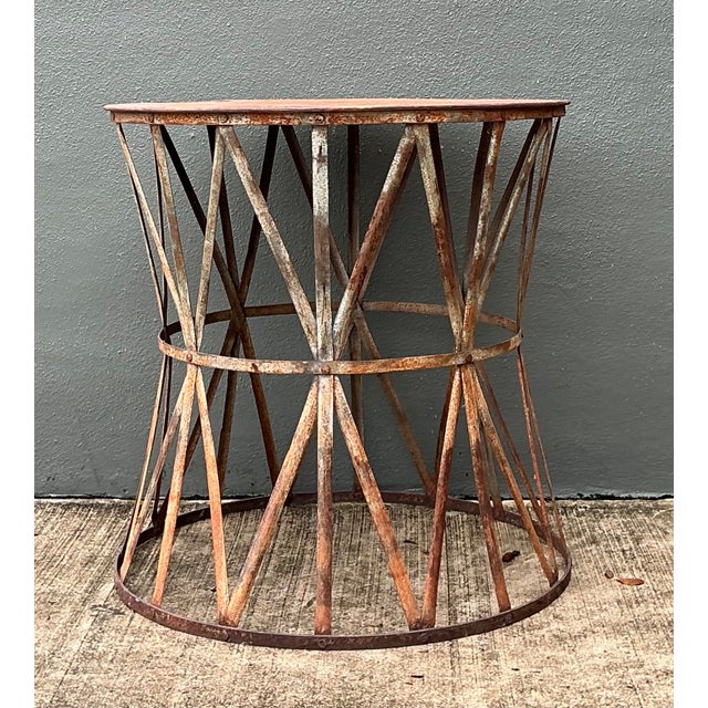 Vintage Patinated Metal Table Pedestal For Sale - Image 9 of 12