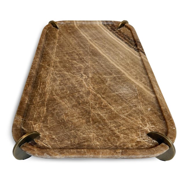 Metal Onyx & Brass Coin Tray For Sale - Image 7 of 9