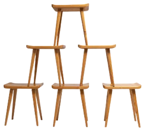 Scandinavian Modern Solid Pine Visingsö Stools by Carl Malmsten, Set of 6