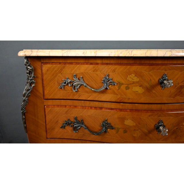 Brown Louis XV Style Marquetry Commode, Late 20th Century For Sale - Image 8 of 18