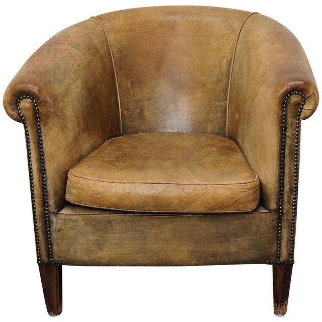 Vintage Dutch Cognac Colored Leather Club Chair For Sale - Image 17 of 17