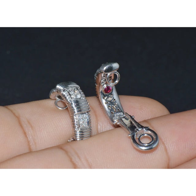 Authentic Roberto Coin Natural 0.30Cts Diamond Appassionata 18k White Gold Huggie Hoop Earrings, A Pair For Sale In Dallas - Image 6 of 17