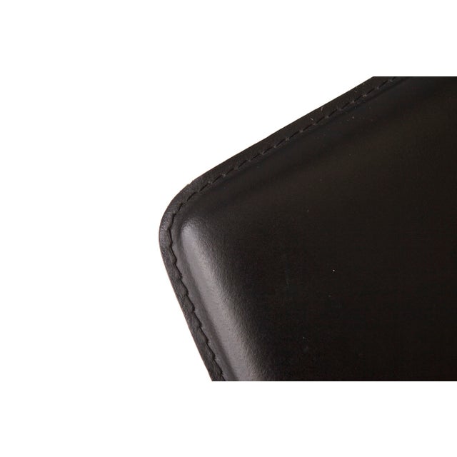 Italian Elm and Black Faux Leather Chairs from Dal1923, 1980s, Set of 4 For Sale - Image 3 of 11