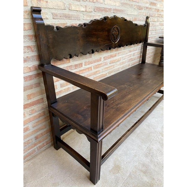 Vintage French Bench in Wood, 1920 For Sale - Image 11 of 16