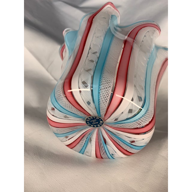 Venini Murano Latticino Handkerchief "Fazzoletto" Hand Blown Glass Vase