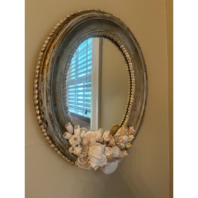 Wood Vintage Shell Art Mirror For Sale - Image 7 of 10