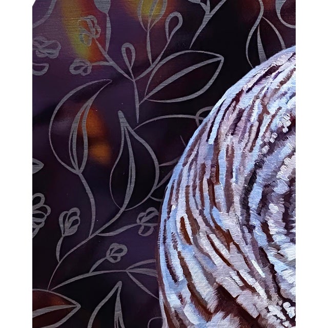 Early 21st Century Reflection: Barred Owl by Allison Leigh Smith | Oil on Aluminum Portrait of a Barred Owl For Sale - Image 5 of 5