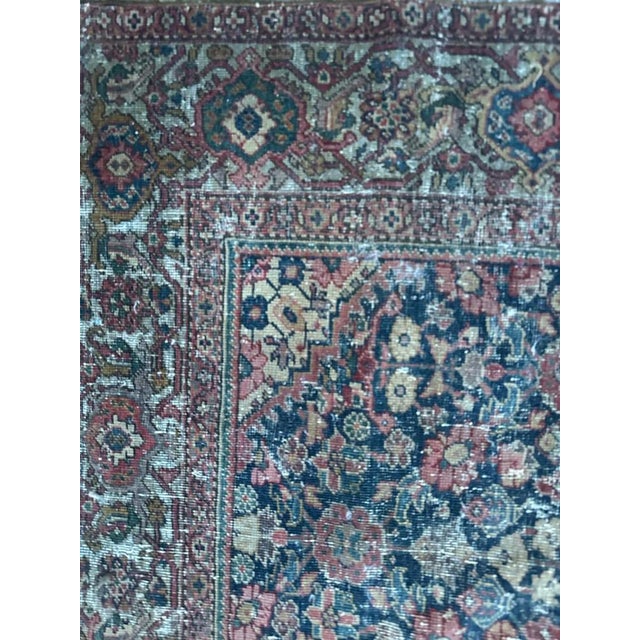 Blue Antique Distressed Farahan Rug, 1890s For Sale - Image 8 of 18