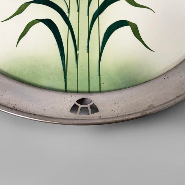 Forest Green German Art Deco Tray in Ceramic and Metal with Flowers, 1930s For Sale - Image 8 of 16